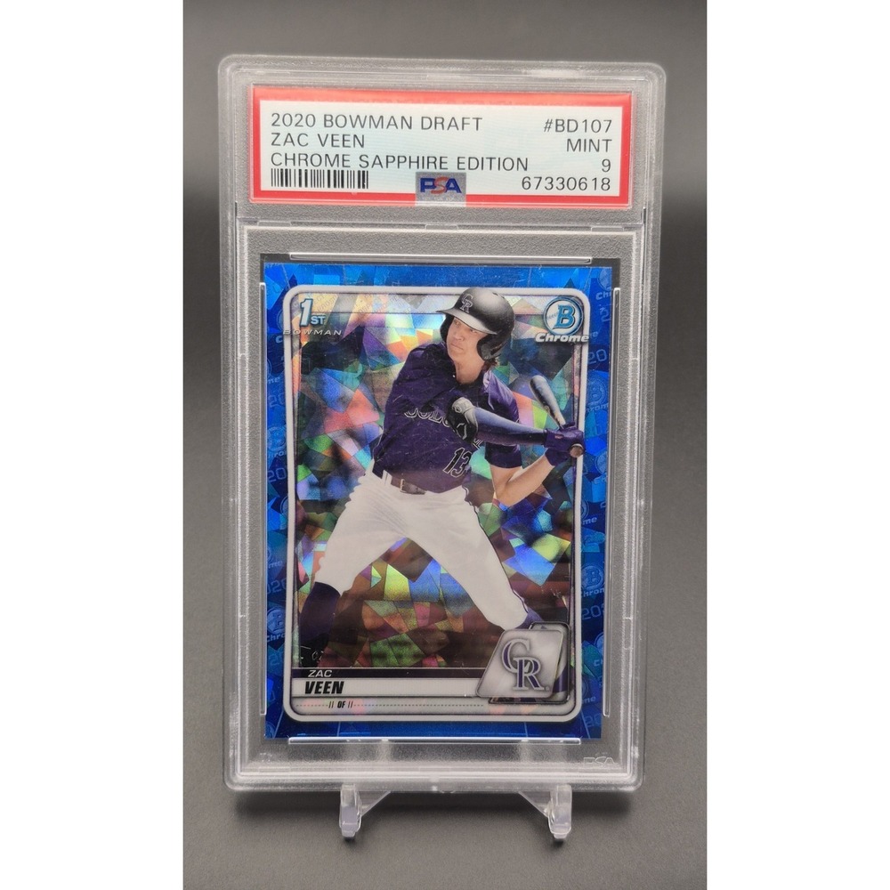 2020 Bowman Draft Chrome Zac Veen #BD-107 Sapphire Edition PSA 9 1st Rookie
